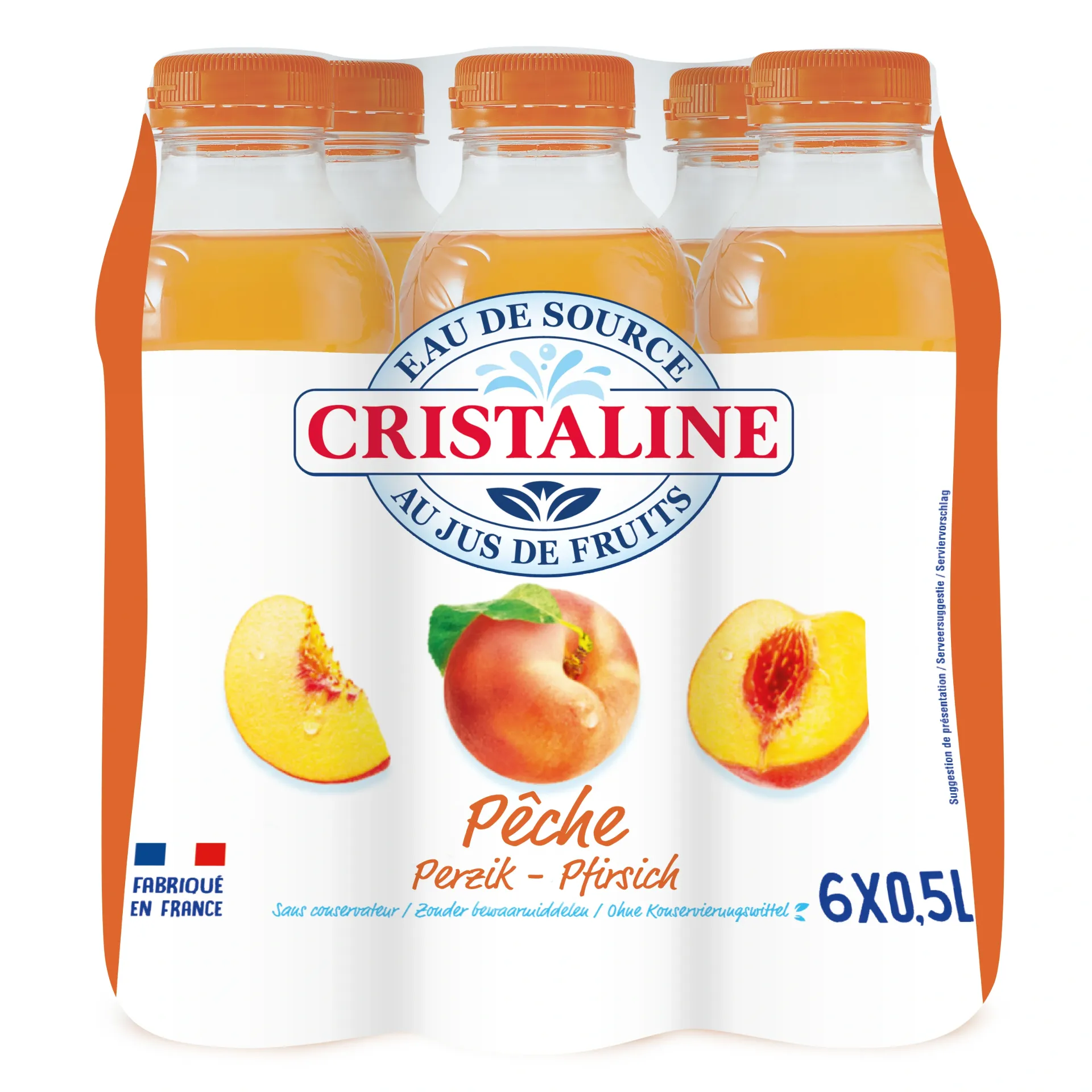 Cristaline Pêche Eau Aromatisée Bouteille 6x50 Cl