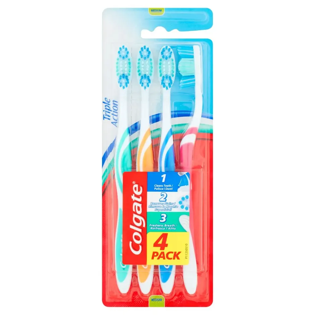 Colgate Triple Action Brosses à Dents 4 Pièces