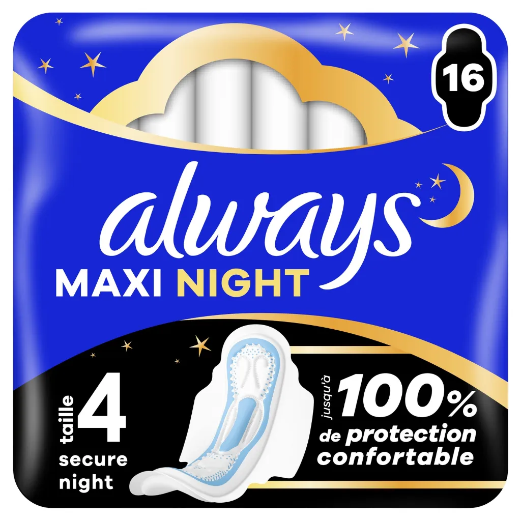 Always Maxi Night Taille 4 Serviettes Hygiéniques 16 Pièces