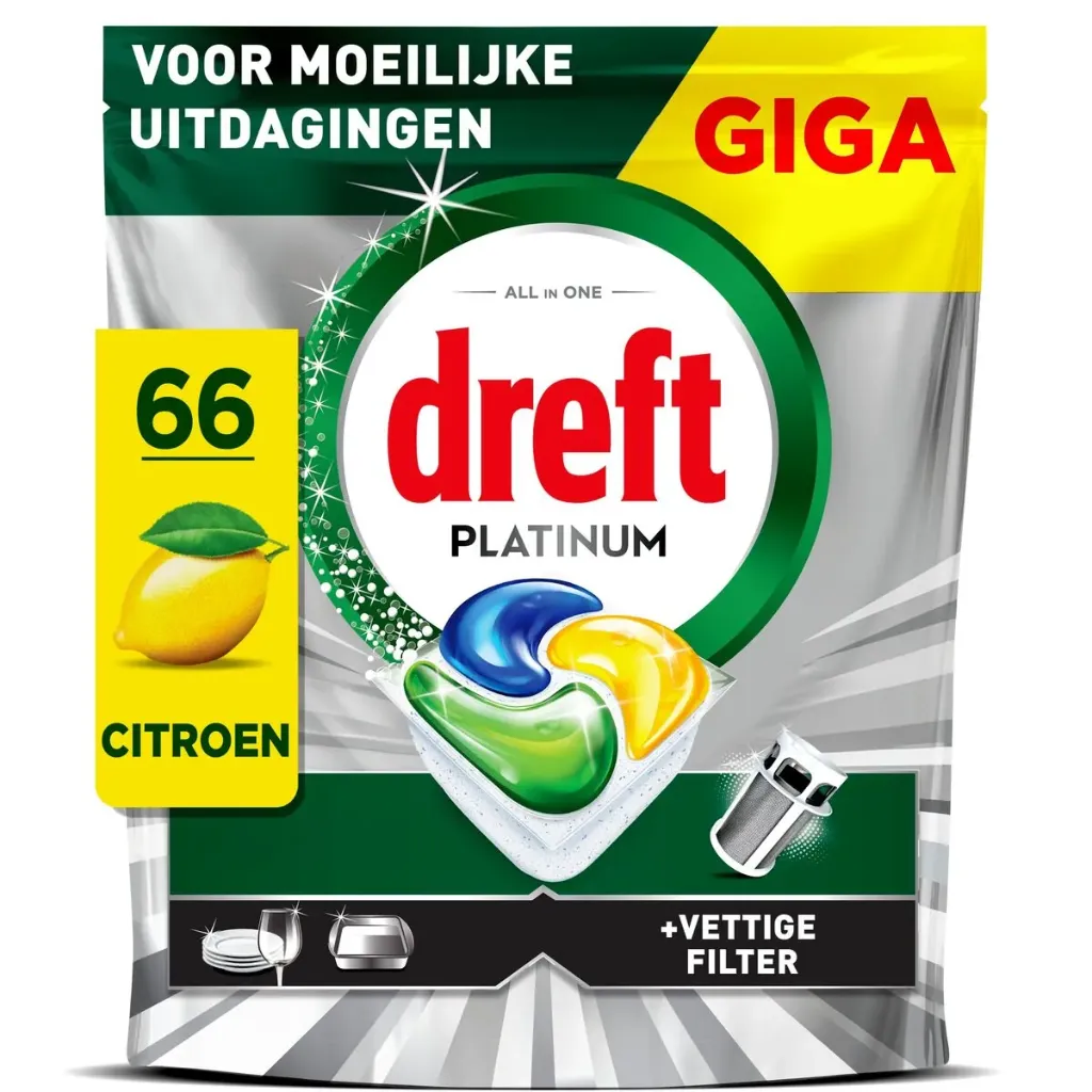 Dreft Platinum Citron Tabs Lave-Vaisselle 66 Doses