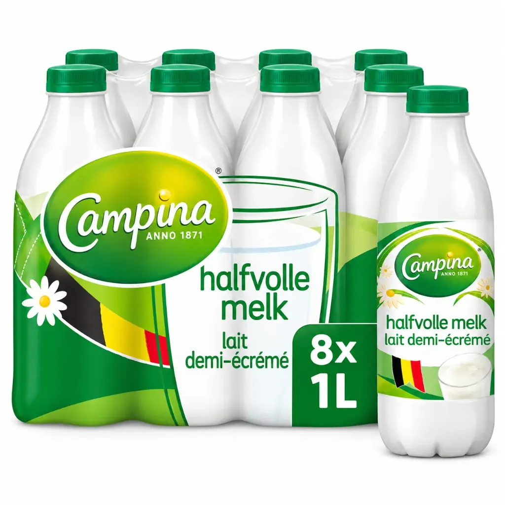 Campina Lait Demi Écrémé 8x1 L