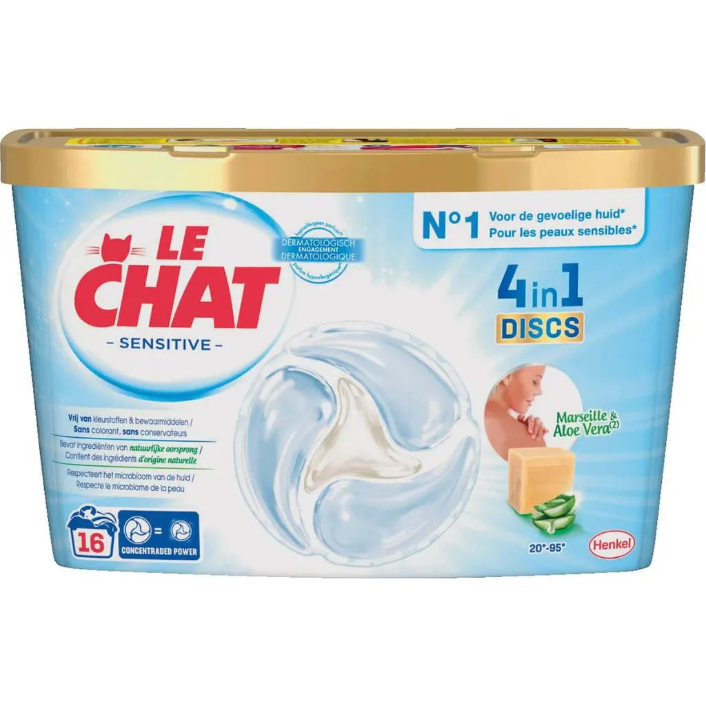 Le Chat 4en1 Discs Sensitive Lessive Pods 16 Doses