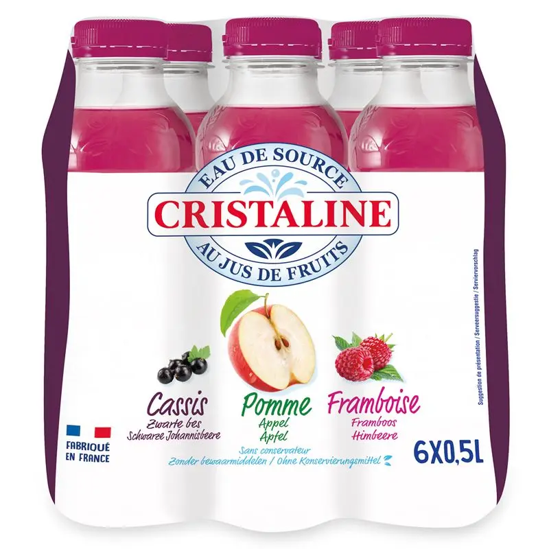 Cristaline Pomme Cassis Framboise Eau Aromatisée Bouteille 6x50 Cl