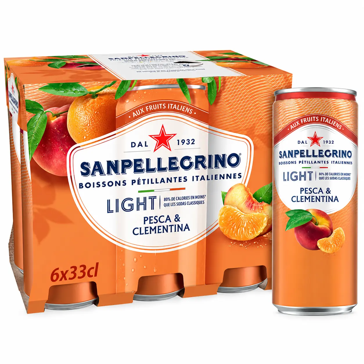 San Pellegrino Light Pesca & Clementina Canette 6x33 Cl